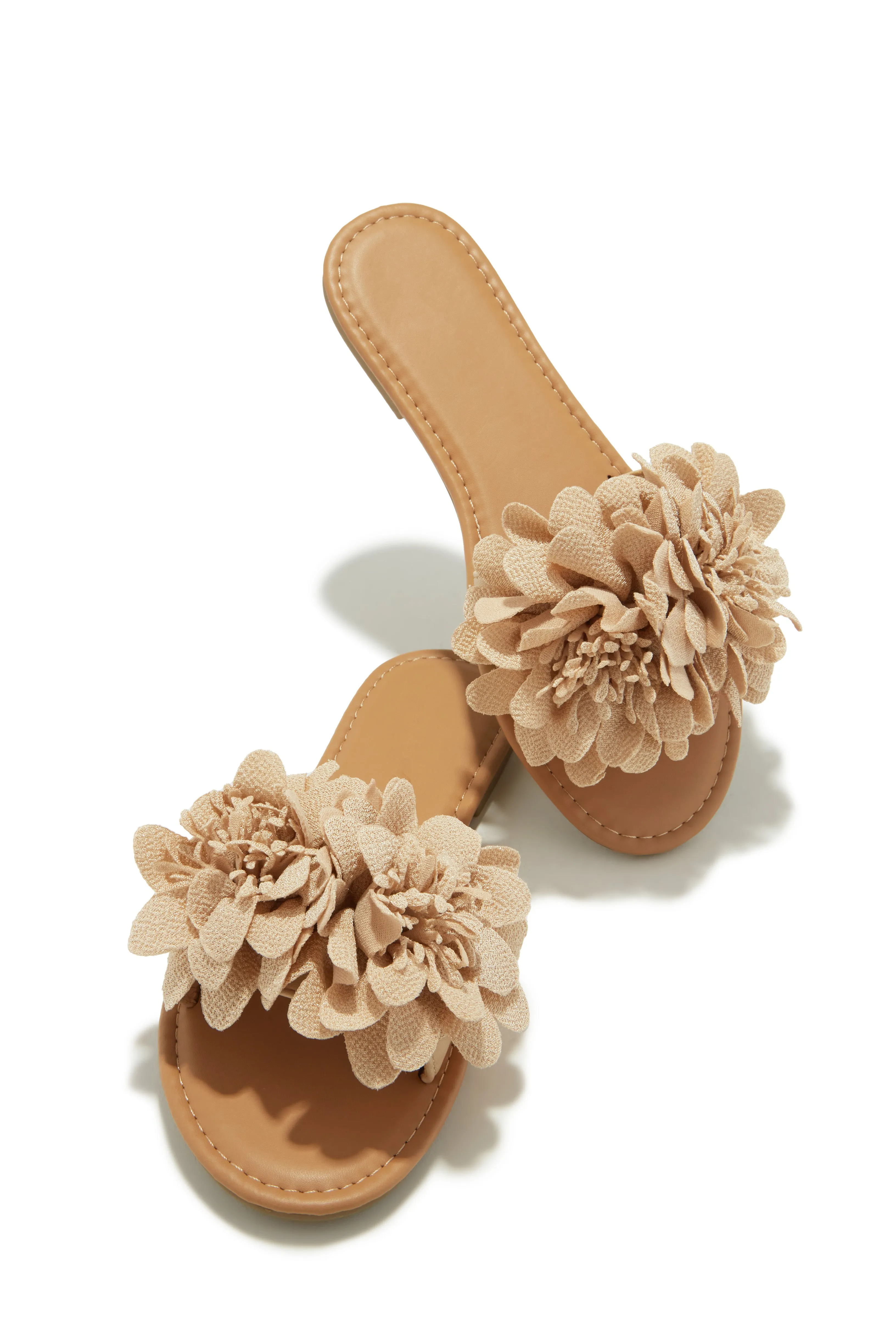 Analia Slip On Flower Sandals - Nude