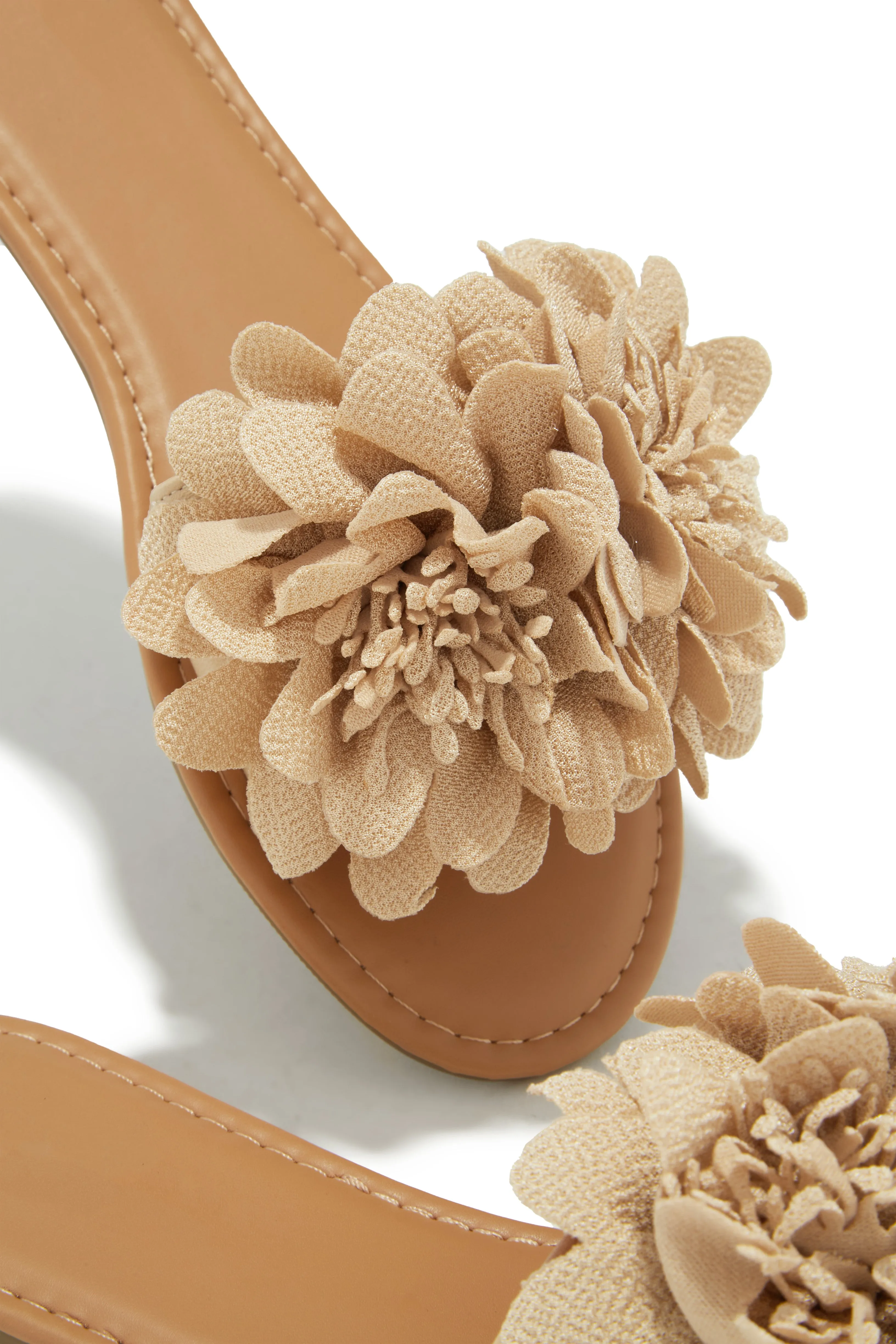 Analia Slip On Flower Sandals - Nude