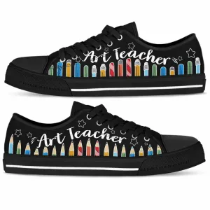 Art Teacher Colorful Pencils Low Top Shoes, Teacher Shoes, Low Top Sneakers