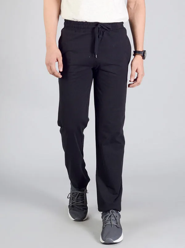 Black Solid Regular Fit Track Pants | JadeBlue