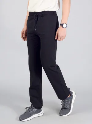 Black Solid Regular Fit Track Pants | JadeBlue