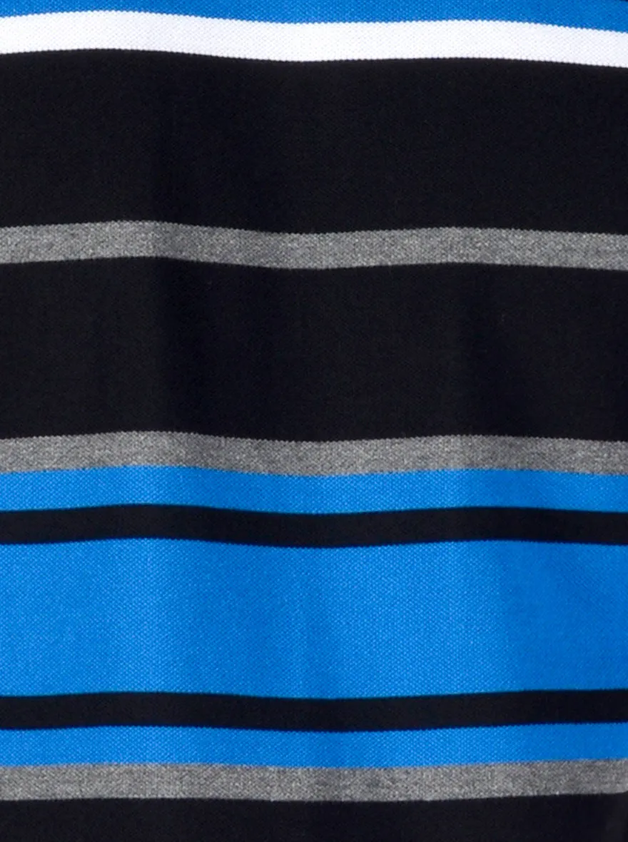 Black Striped Slim Fit Polo T-shirt | Greenfibre