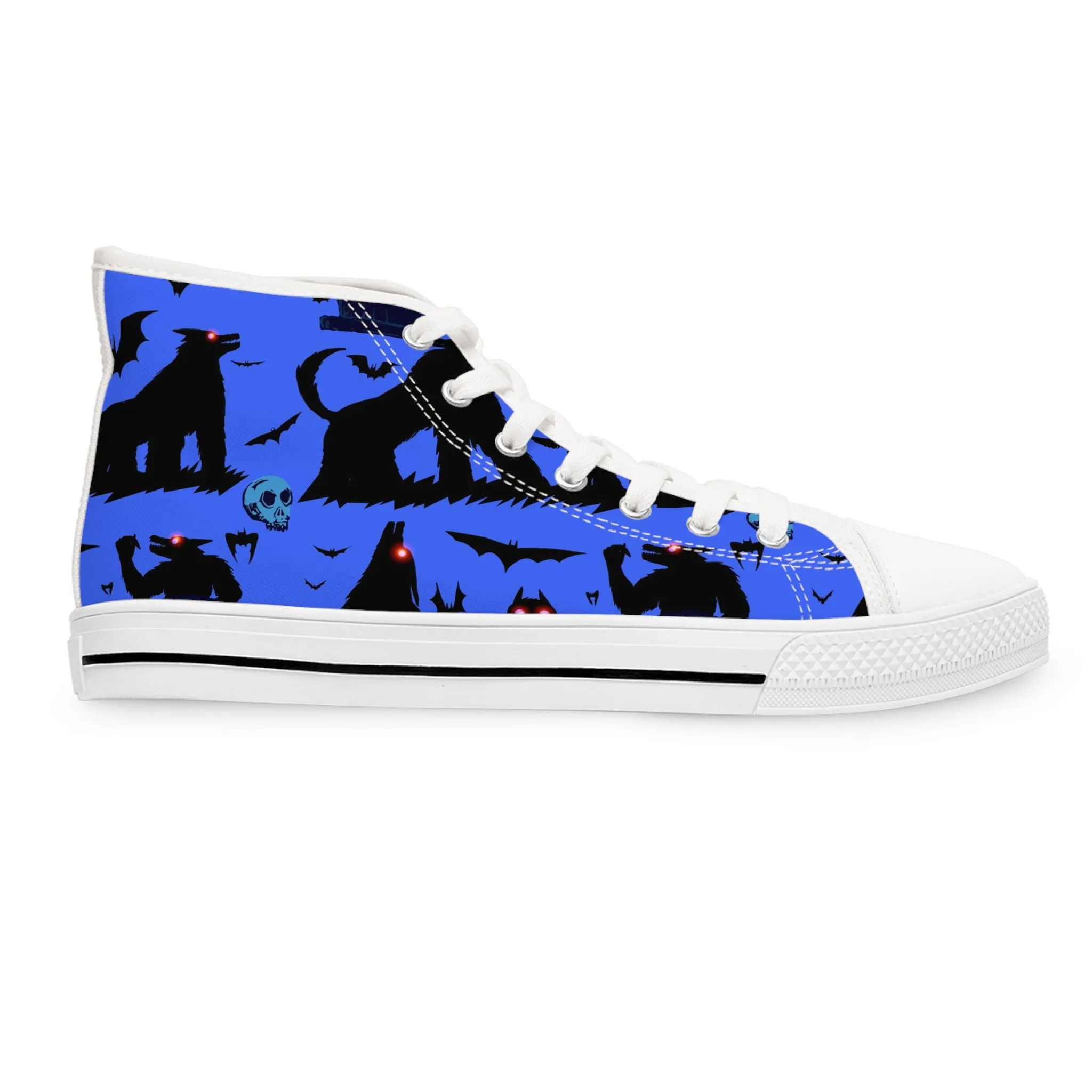 Blue Halloween Werewolf Women's High Top Sneakers