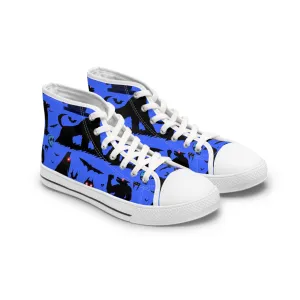 Blue Halloween Werewolf Women's High Top Sneakers