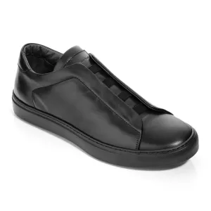 Bolla Black Soft Calf / Black Sole Slip on Sneaker