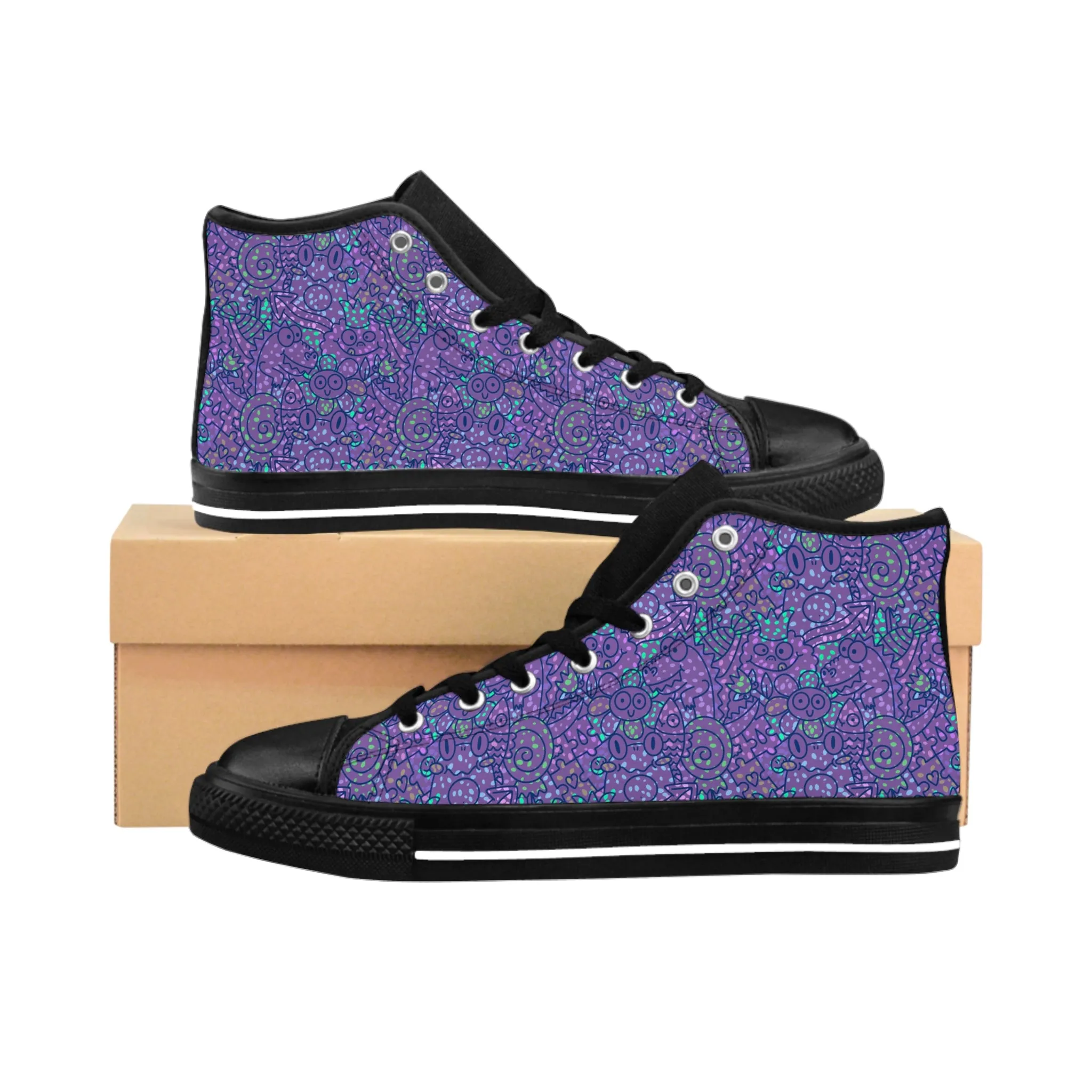 Cartoon Purple Animals Men's Classic Sneakers