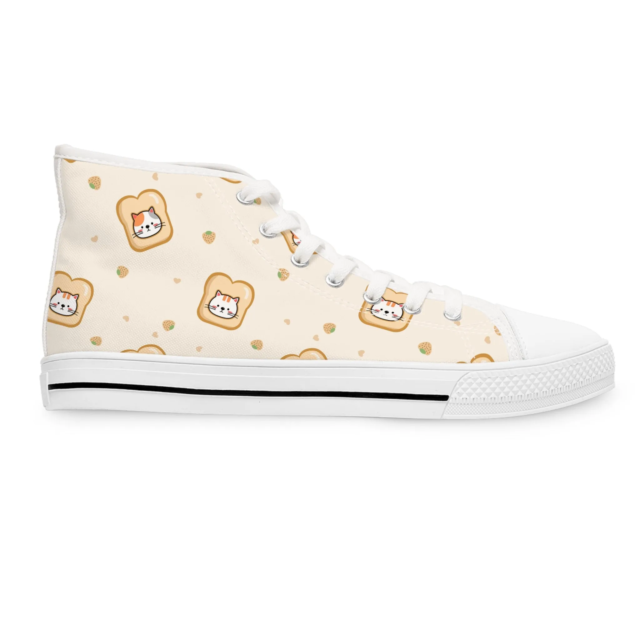 Cat Face on Bread Women's High Top Sneakers