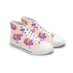 Colorful Purple Elephant Women's High Top Sneakers