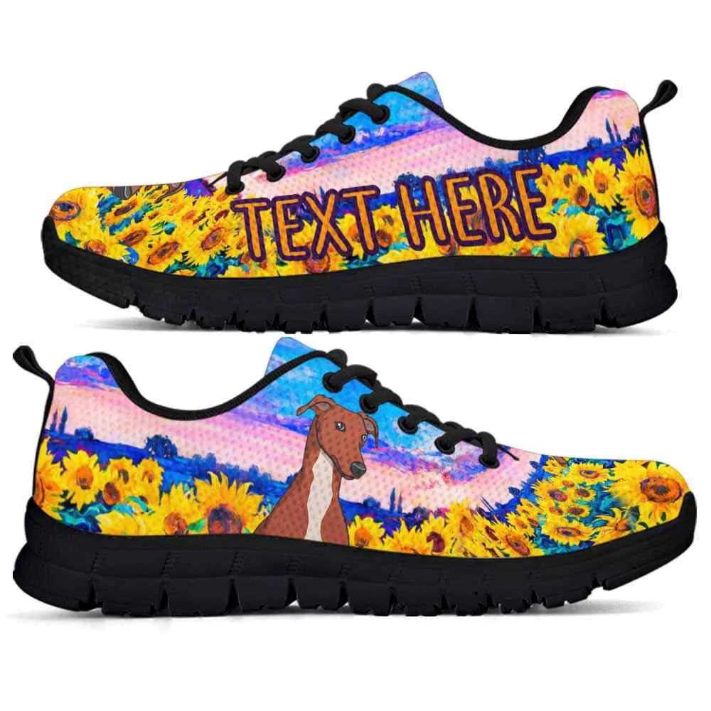 Custom Name Greyhound Sneaker, Greyhound Sunflower Sky Sneakers Running Shoes, Best Running Shoes