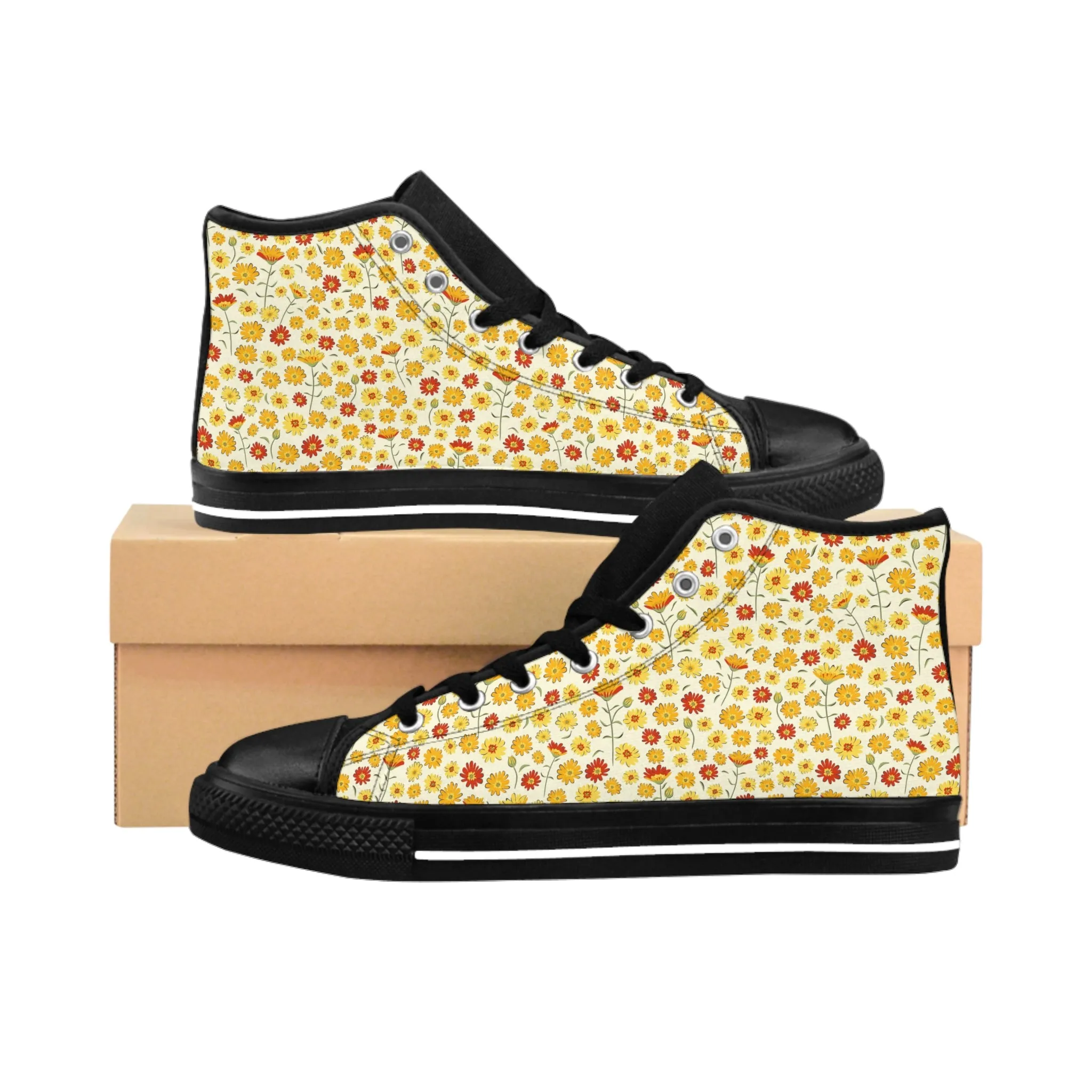 Ditsy Yellow and Orange Flowers Men's Classic Sneakers