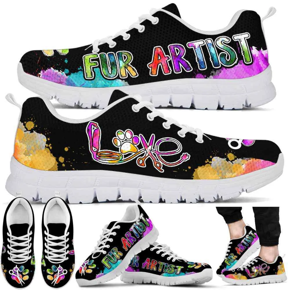 Fur Artist Colorful Watercolor Sneakers Shoes, Dog Print Shoes, Best Running Shoes, Unique Gifts For Dog Lovers