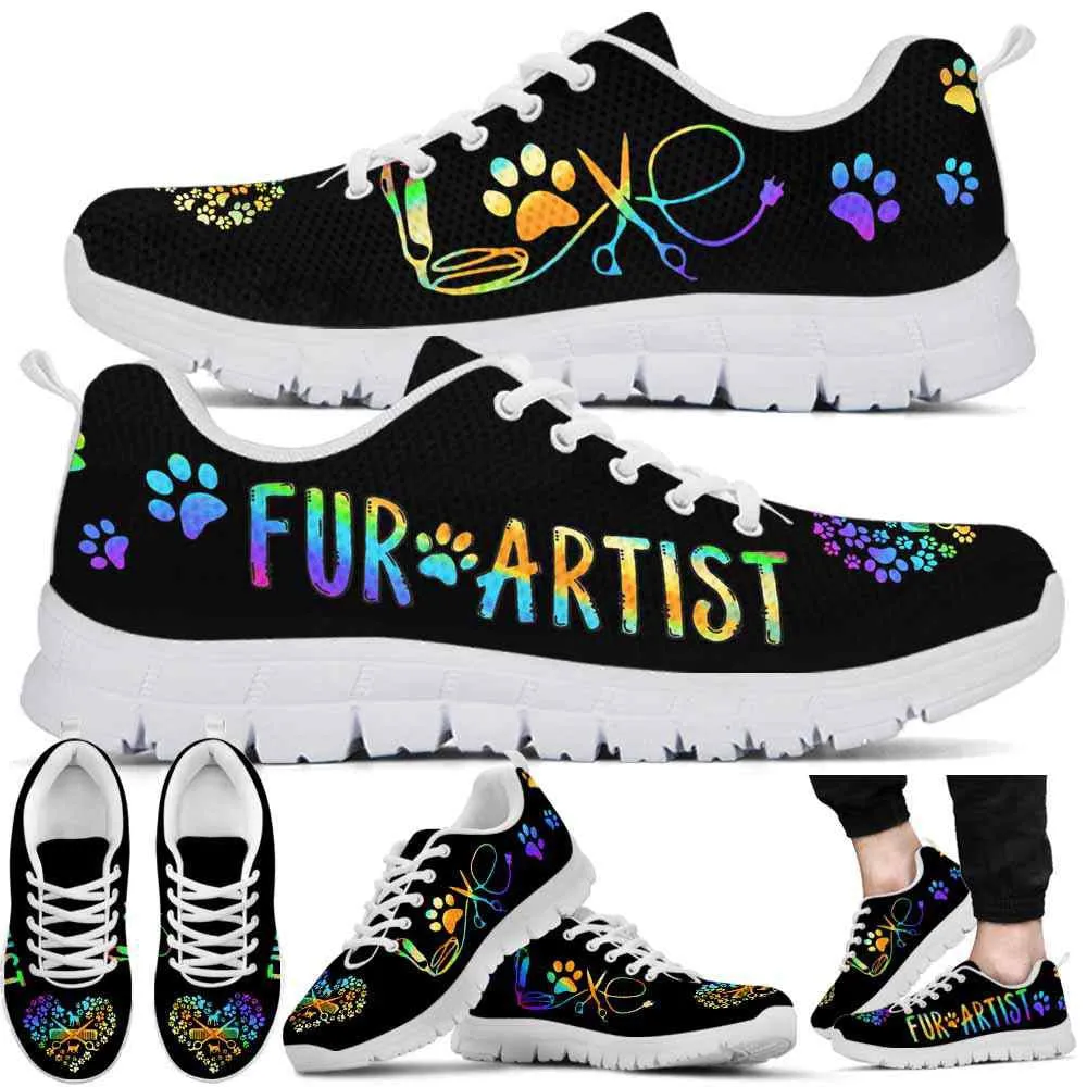 Fur Artist Love Heart Sneakers Shoes, Dog Print Shoes, Best Running Shoes, Unique Gifts For Dog Lovers