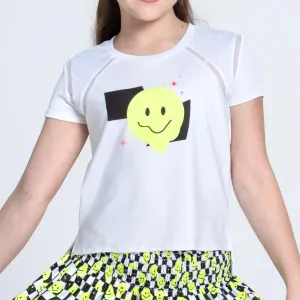 Girls'Highly Smiley Short Sleeve Tennis Top White