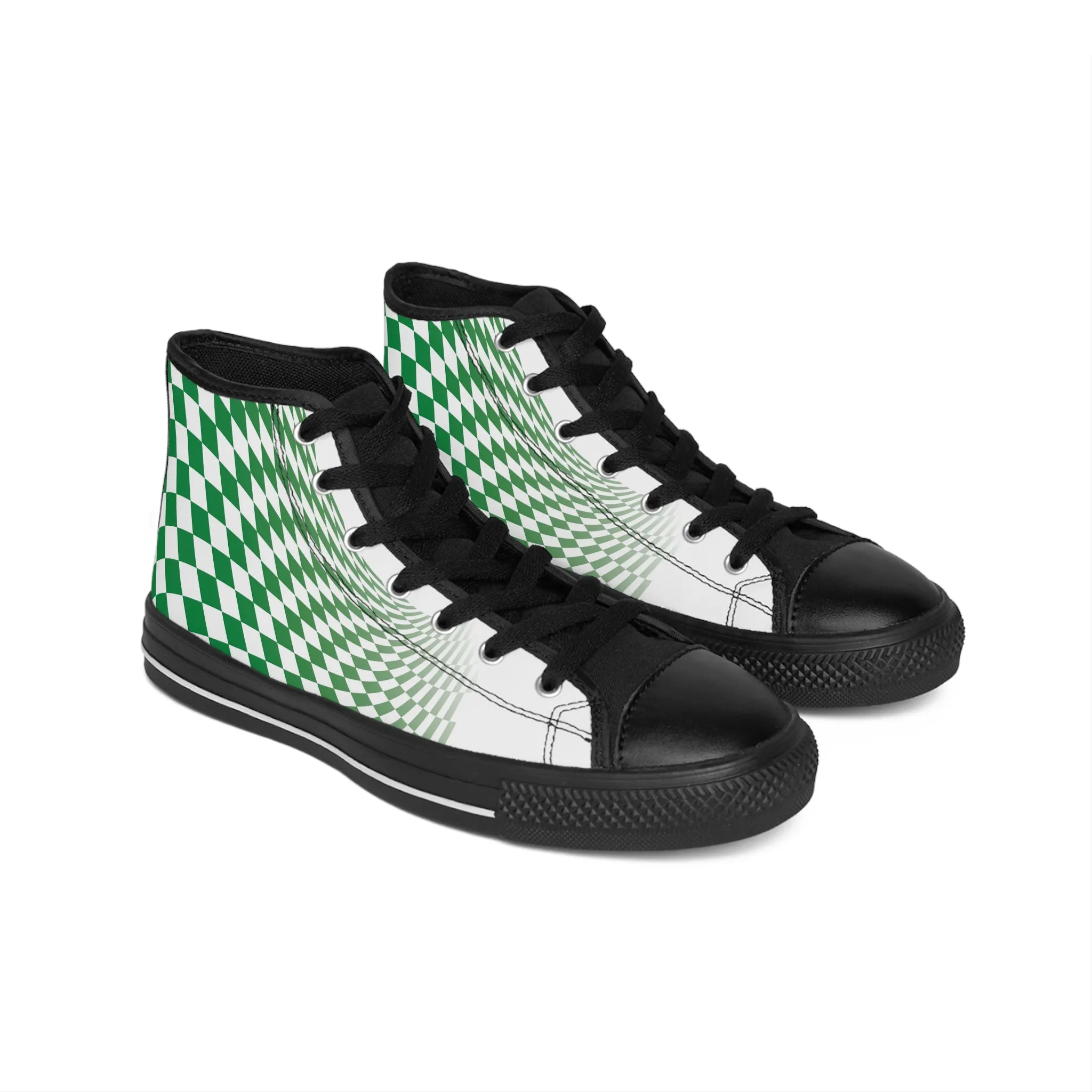 Green Checkered Flag Men's Classic Sneakers