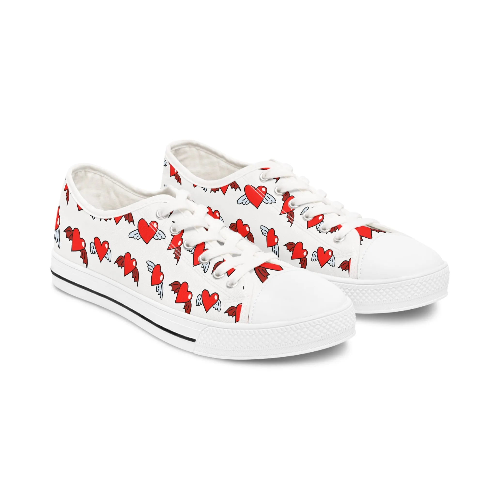 Heart with Wings Women's Low Top Sneakers