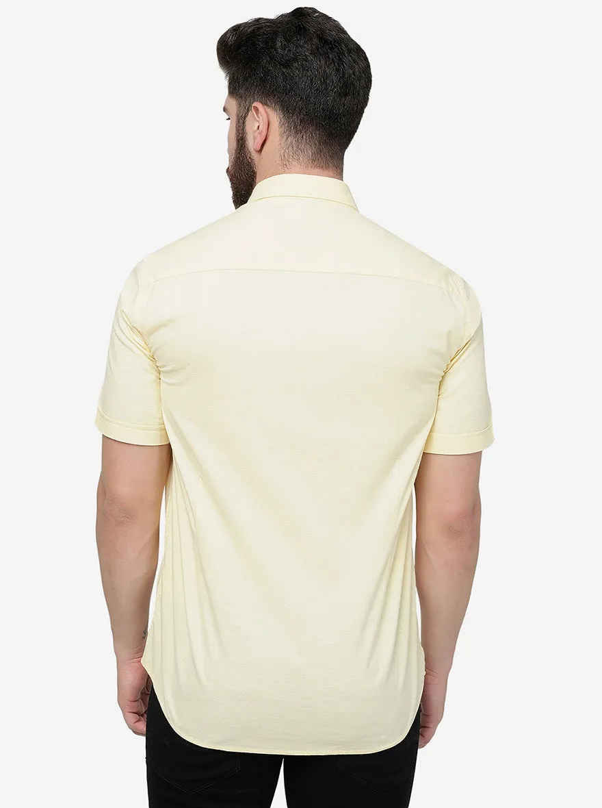 Lemon Solid Slim Fit Semi Casual Shirt | JadeBlue