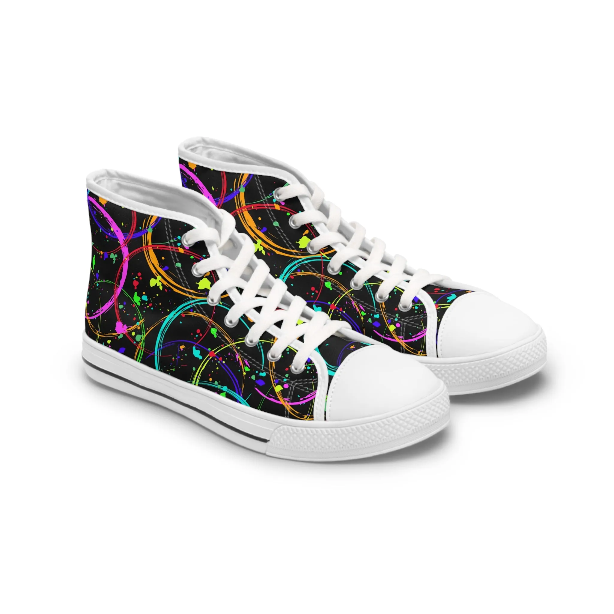 Neon Circles Women's High Top Sneakers