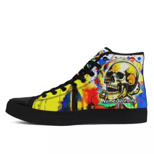 Personalized Gothic Sneakers, Custom Canvas High-Top Shoes, Lace Up Unisex Shoes