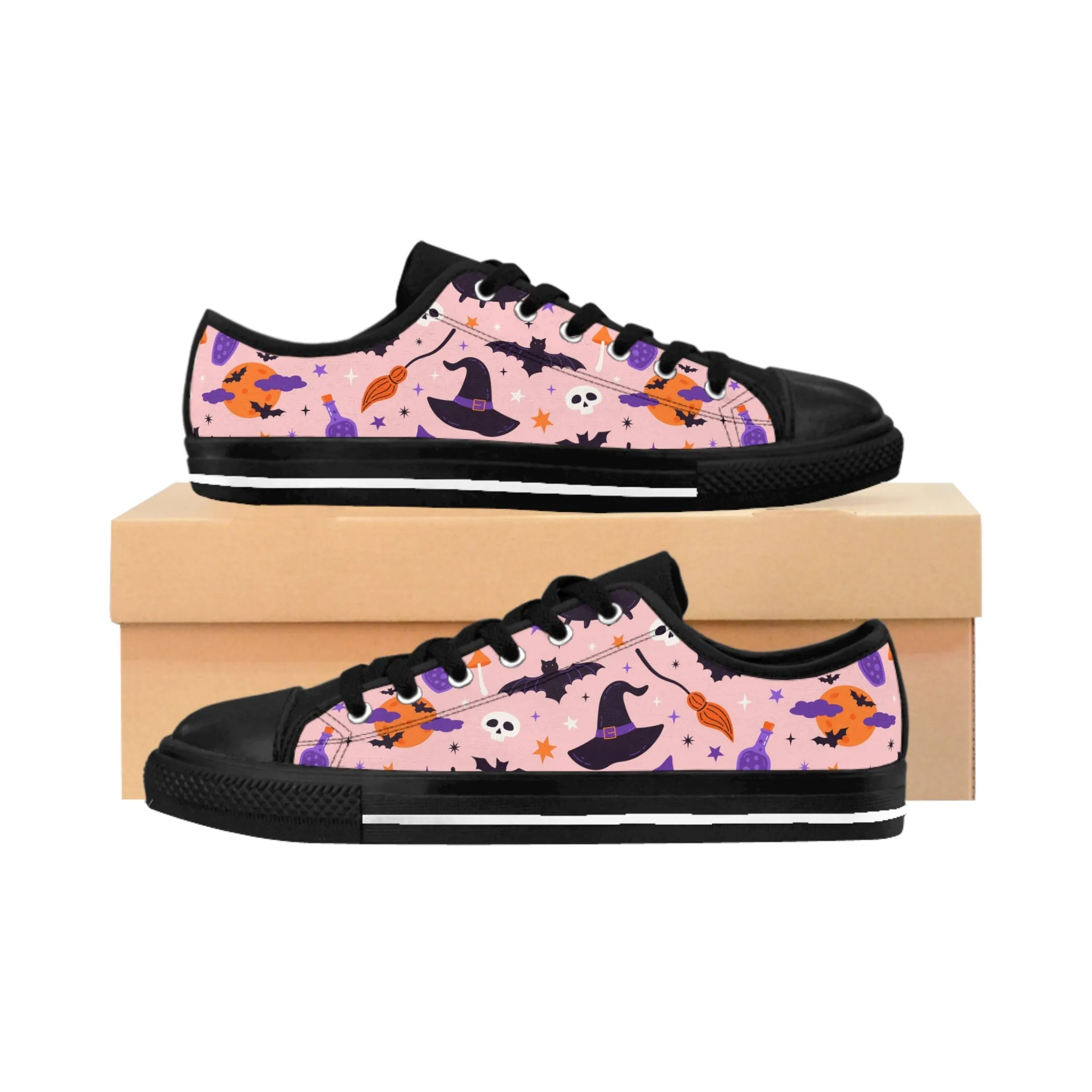 Pink Witch Pattern Women's Sneakers