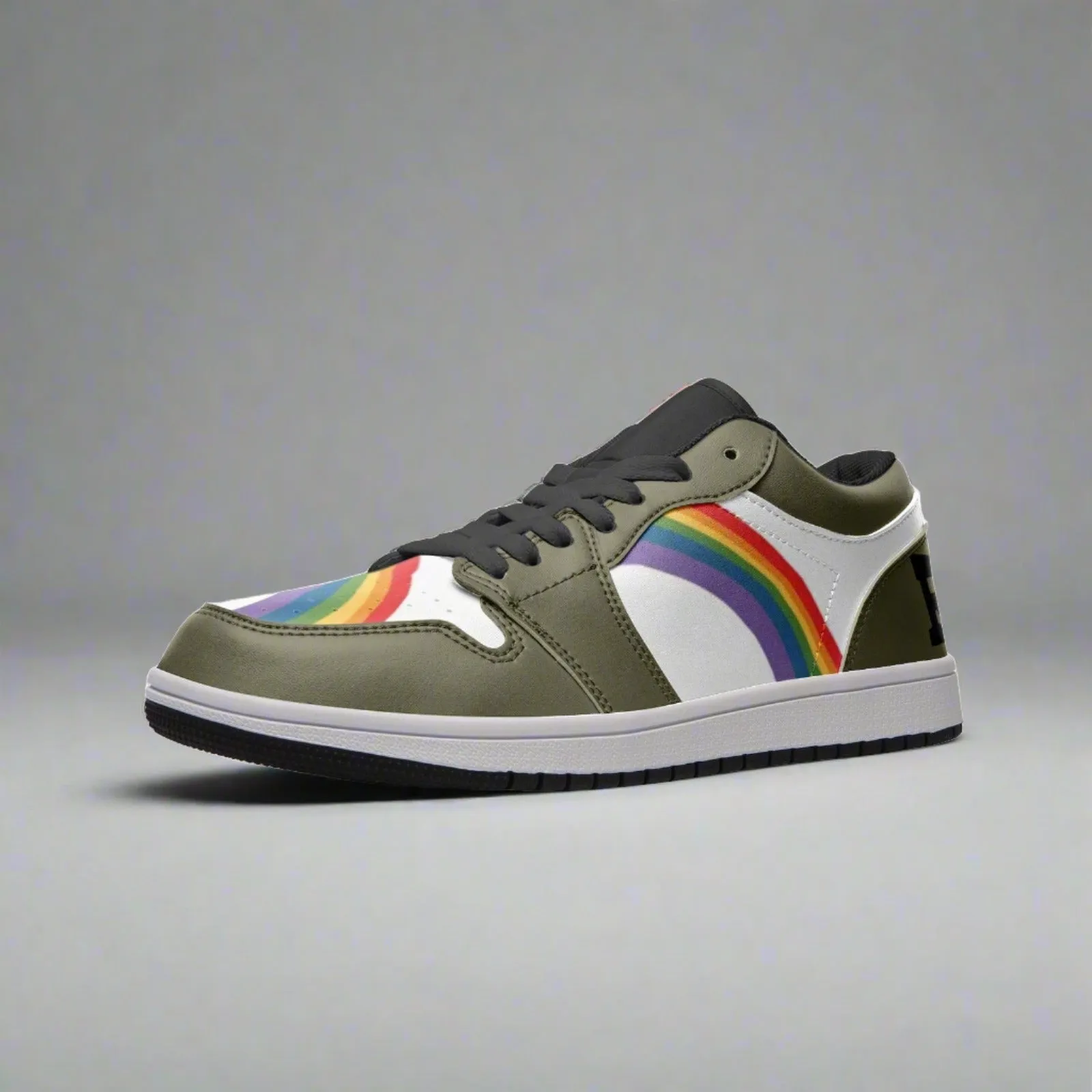 Rainbow LGBT Pride Low Top OLIVE GREEN Unisex Sneakers