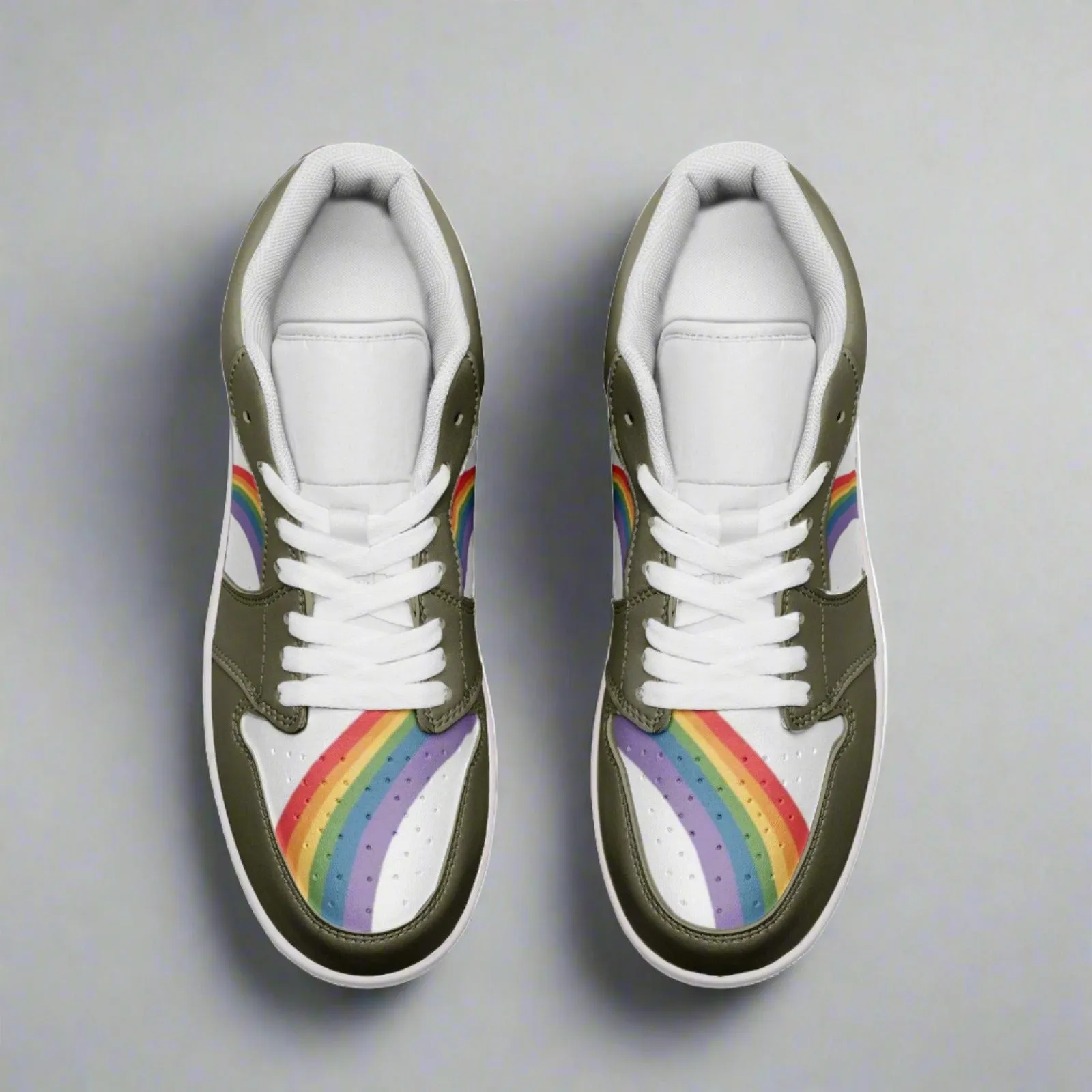 Rainbow LGBT Pride Low Top OLIVE GREEN Unisex Sneakers