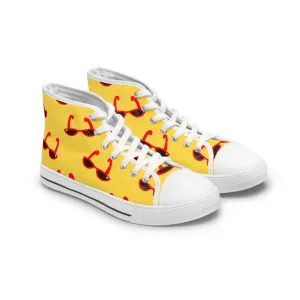 Red Sunglasses and Yellow Background Women's High Top Sneakers