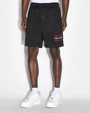 SCRIPTED MESH SHORT BLACK