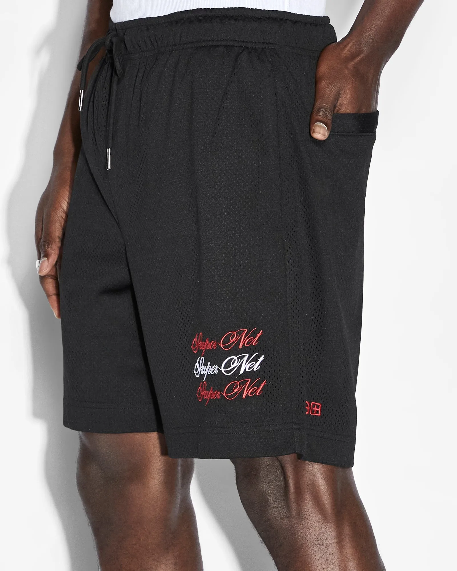 SCRIPTED MESH SHORT BLACK