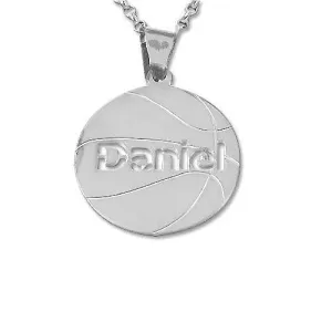 Sterling Silver Personlized Basketball Pendant