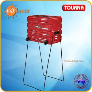 TOURNA BALLPORT Deluxe with Wheels Tennis Ball Pickup Basket - RED