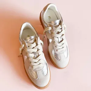 Vera Silver Metallic Cream Sneakers | Chic & Casual Style